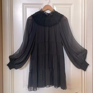 Alice and Olivia sz0 black silk mini dress